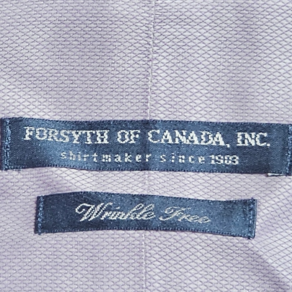 Forsyth of Canada‎ Dress Shirt Wrinkle Free Long Sleeve Lavender 16 1/2 32/33 - Picture 7 of 13